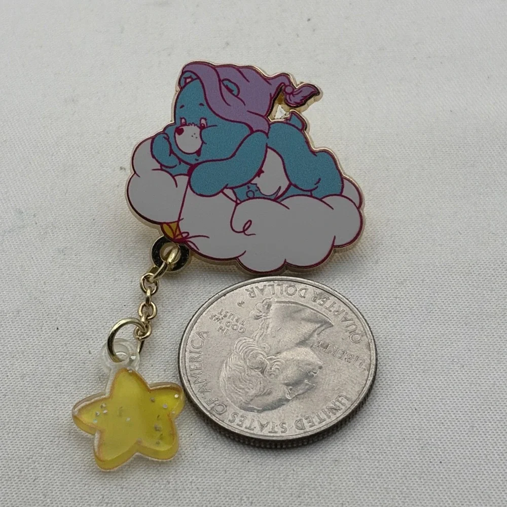 Care Bears Bedtime Bear On A Cloud Star Charm Cartoon Enamel Lapel Hat Pin